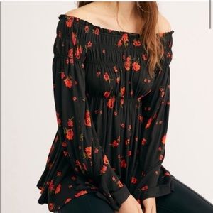 Free People Bonjour Floral Top Red Floral